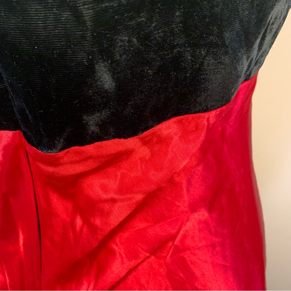 Vintage 90s Hampton Nites Satin Velvet Full Length Slip Dress - Picture 2 of 10